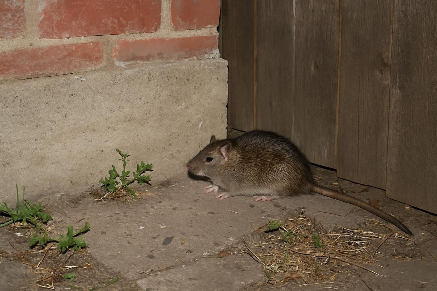 A rat along a foundation and fence line at a Centennial, Colorado home